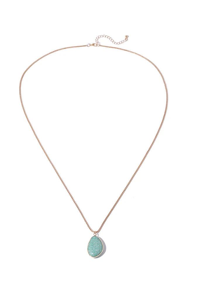 Turquoise Teardrop Pendant Necklace - Image 3