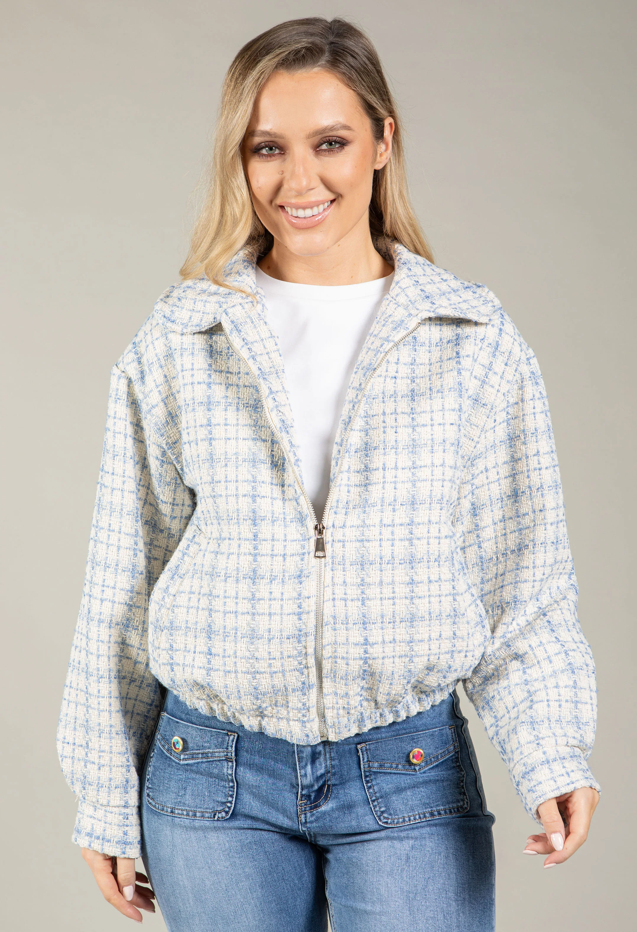 Tweed Zip-Up Jacket - Image 2