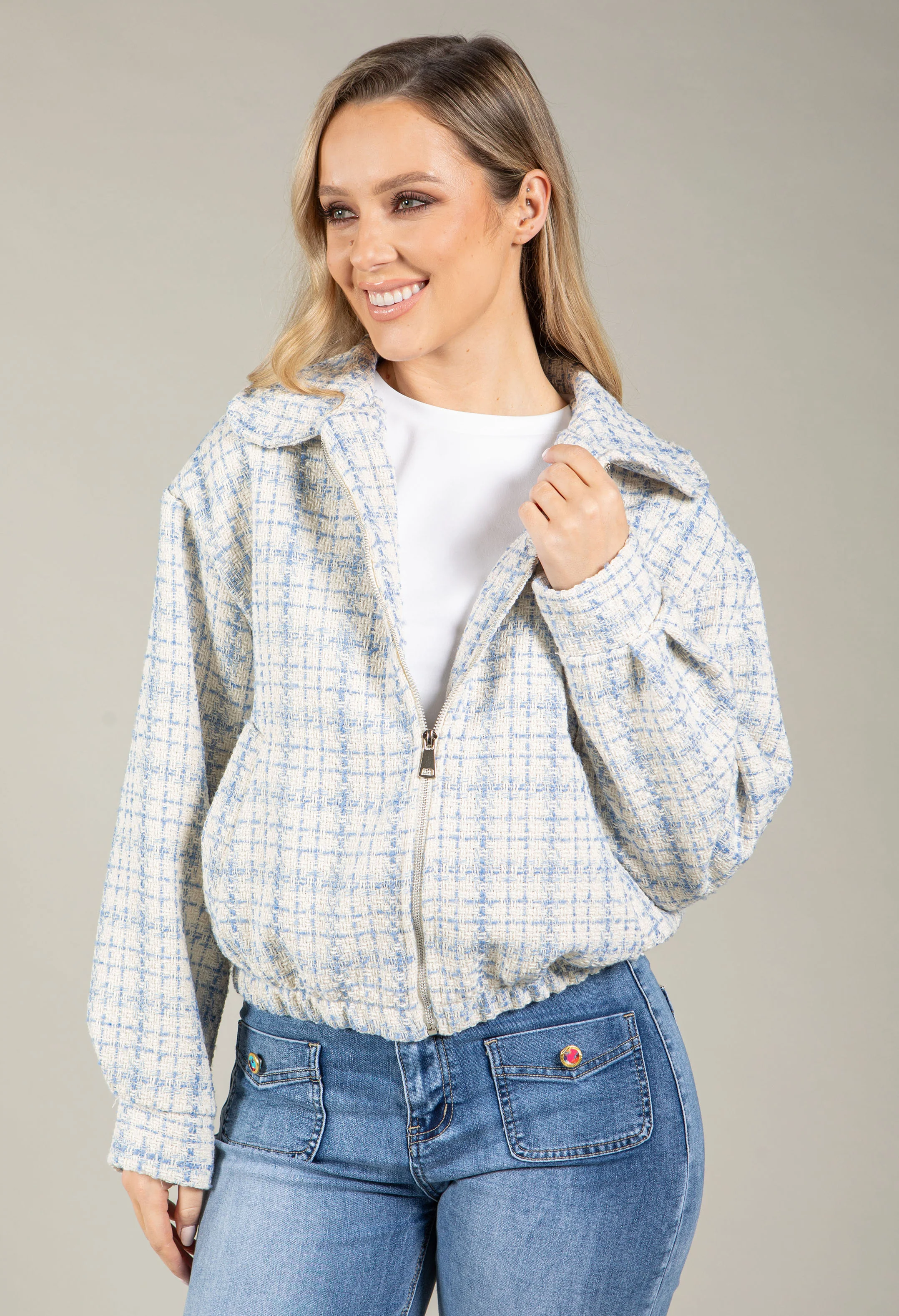 Tweed Zip-Up Jacket - Image 3