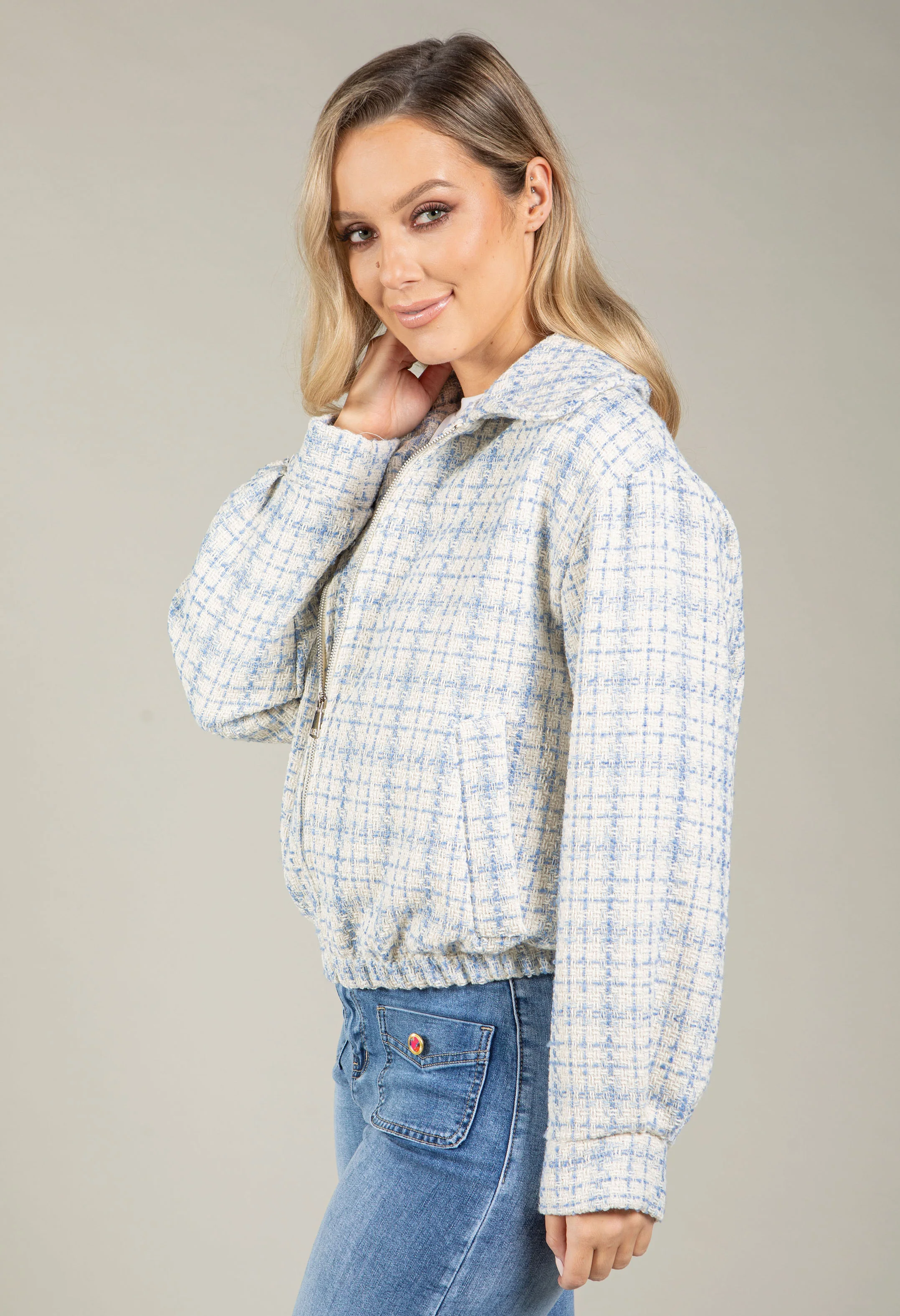 Tweed Zip-Up Jacket - Image 4