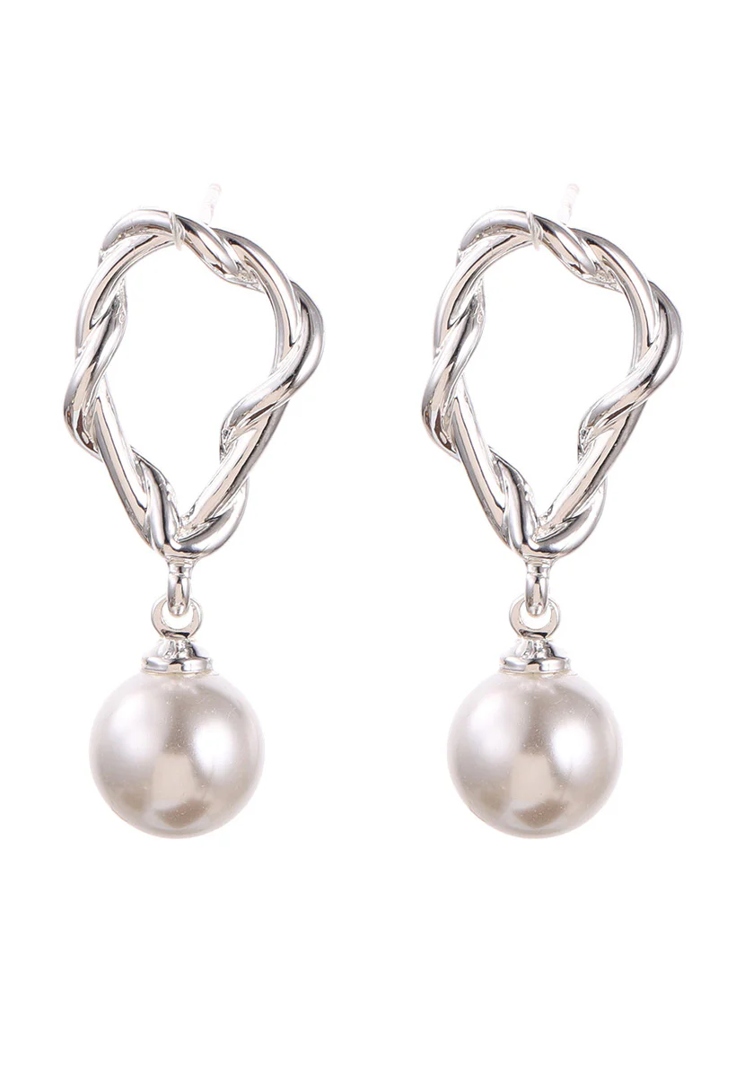 Twisted Pearl Drop Earrings