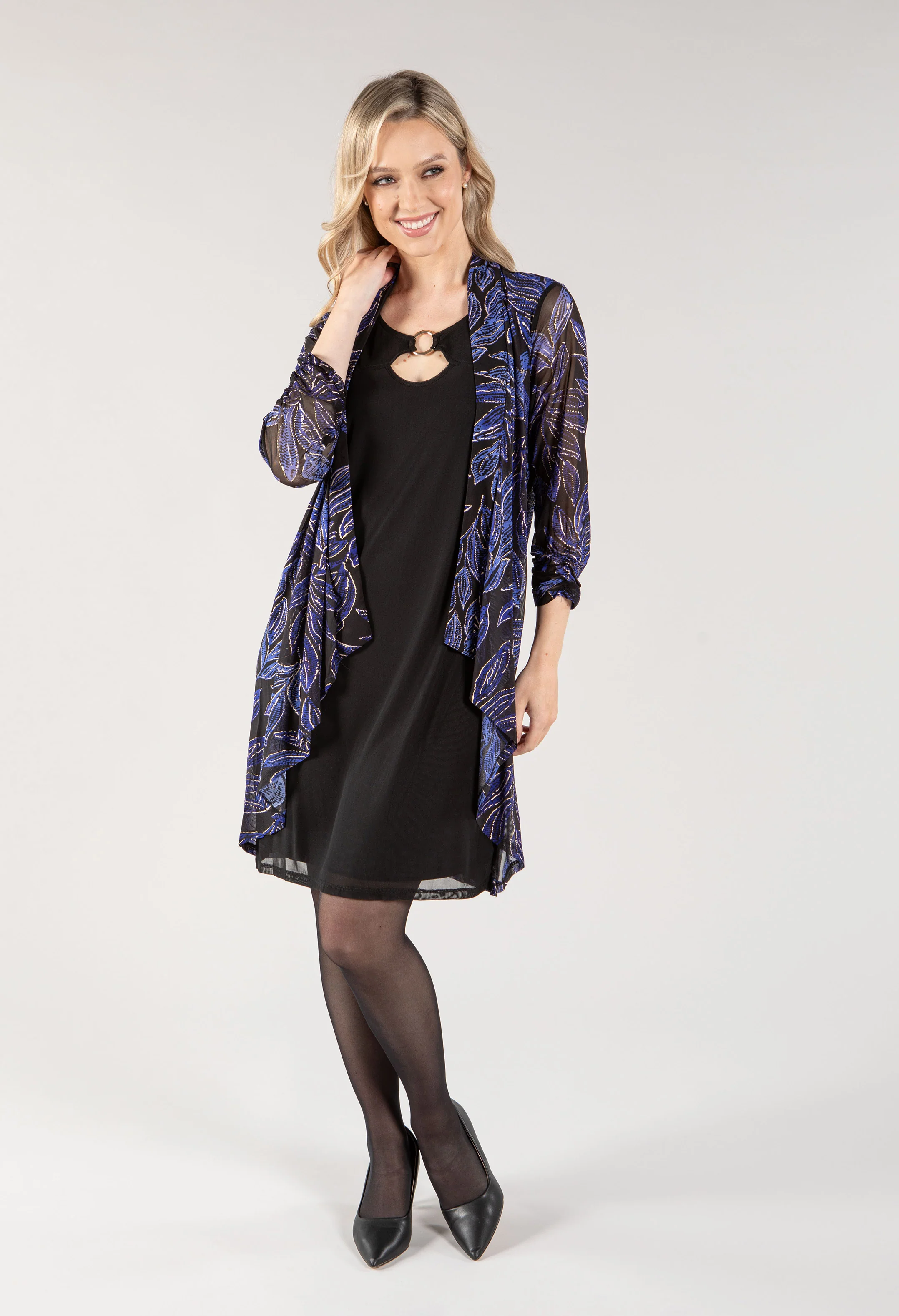 Two Piece O Ring Detail Midi Dress Set - Image 3