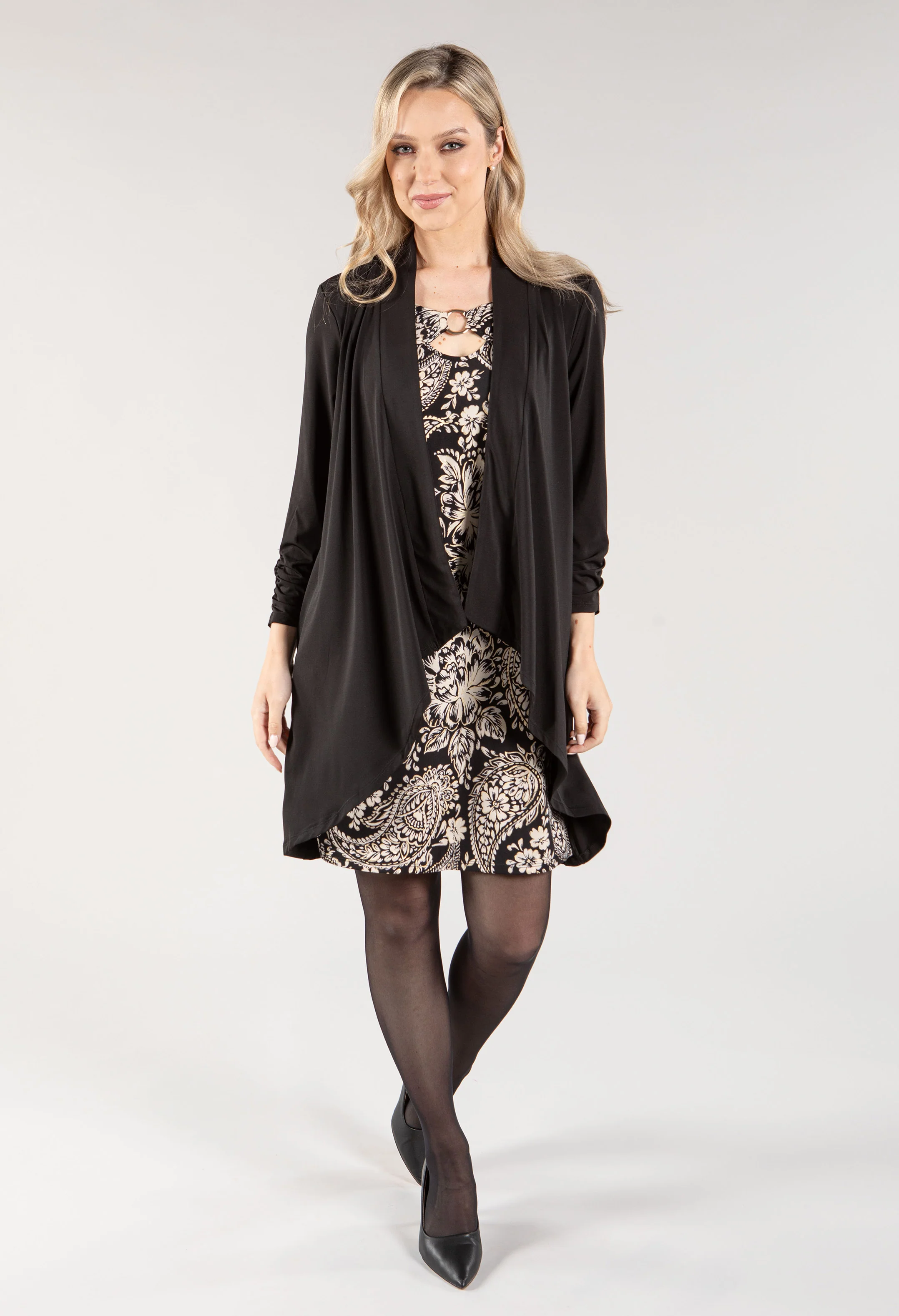 Two Piece O Ring Detail Midi Dress Set - Image 5