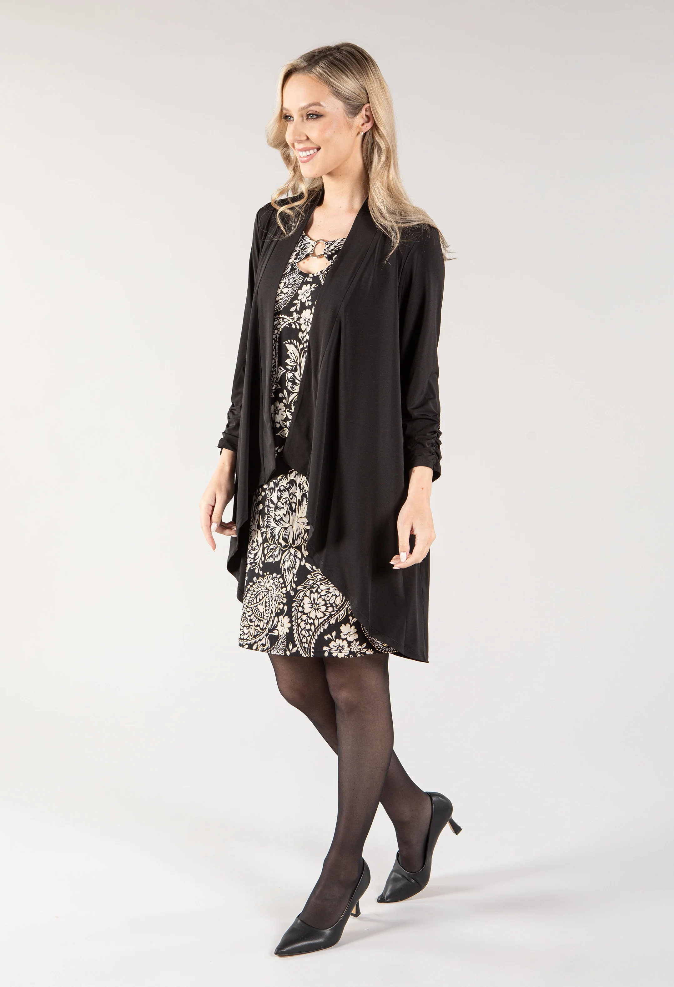 Two Piece O Ring Detail Midi Dress Set - Image 6