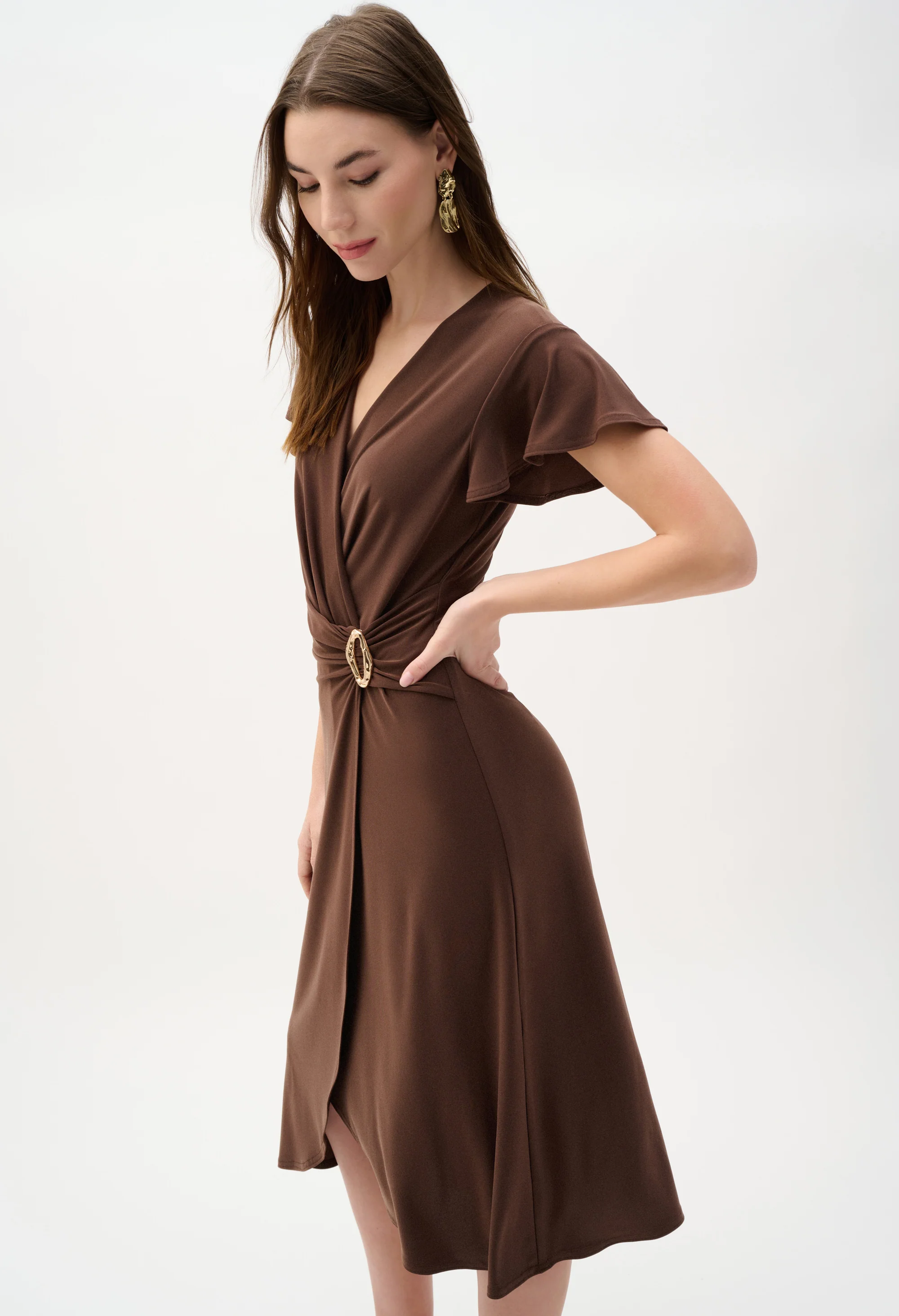 V-neck Belted Wrap Dress - Image 4