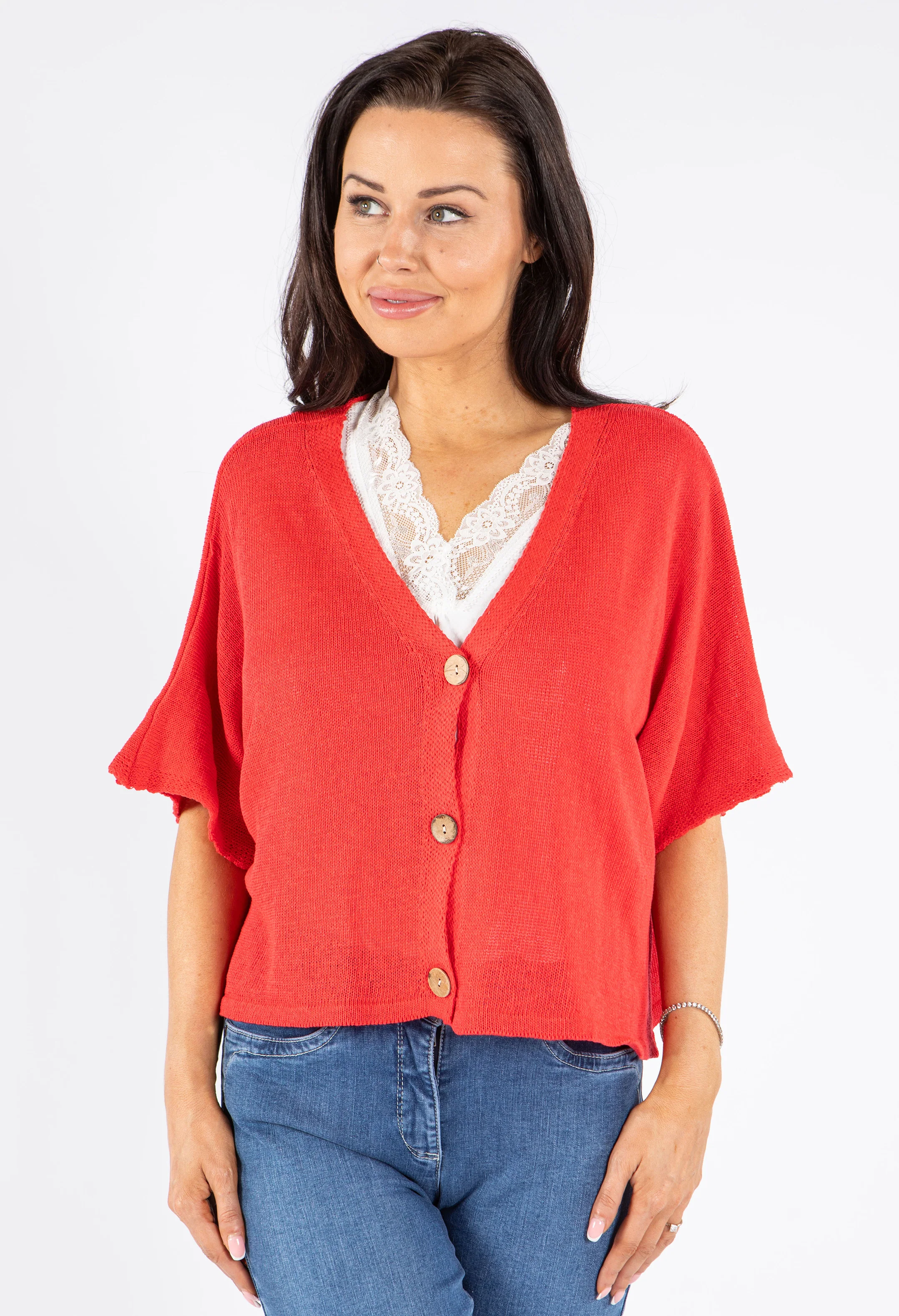 V-Neck Cropped Knit Cardigan - Image 23