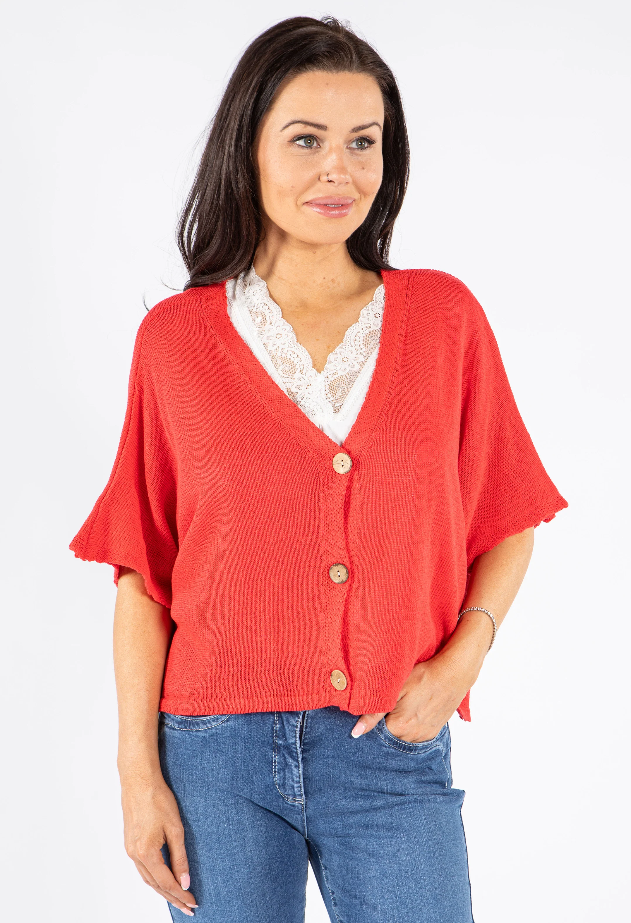 V-Neck Cropped Knit Cardigan - Image 25