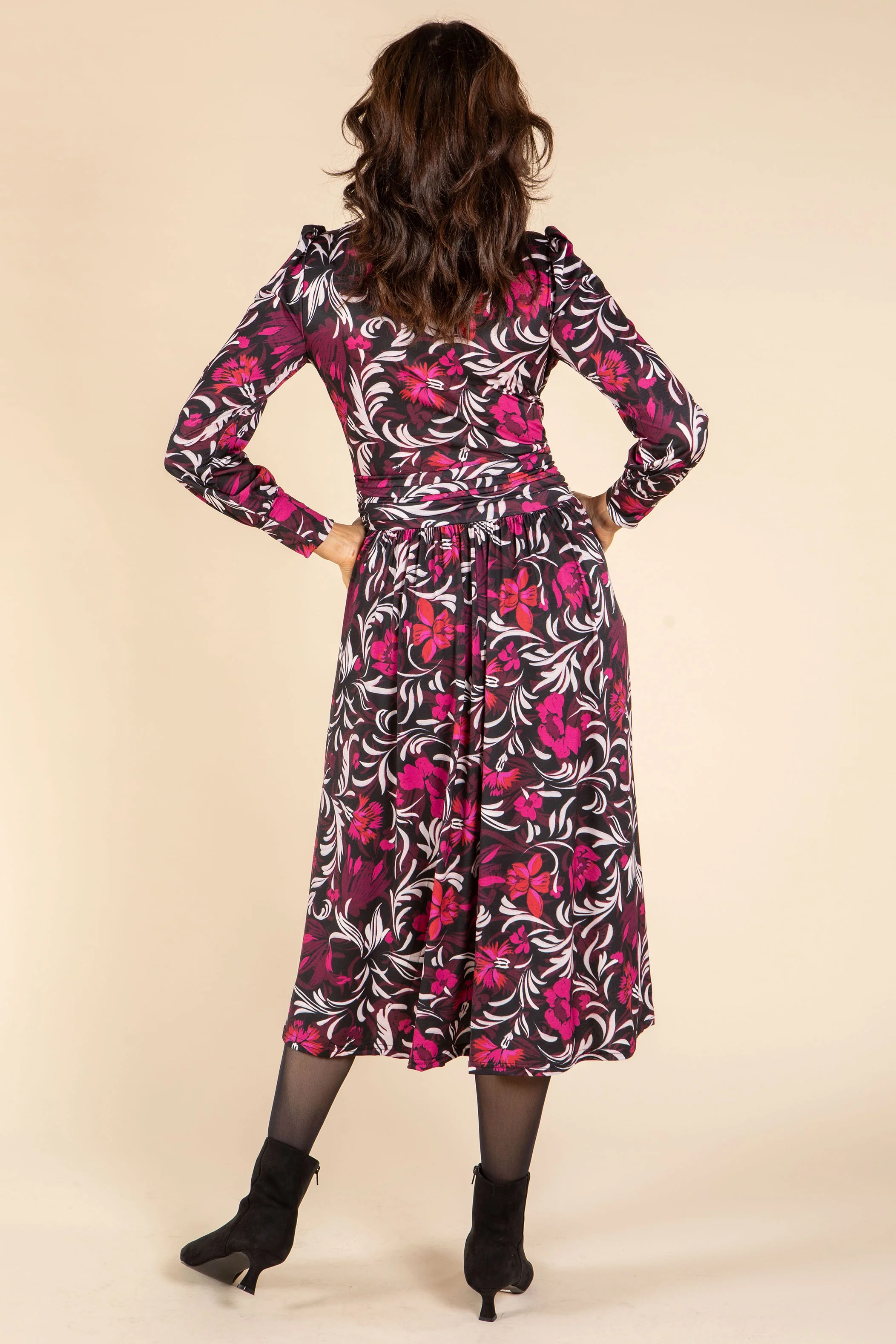 V-Neck Faux-Wrap Midi Dress - Image 4