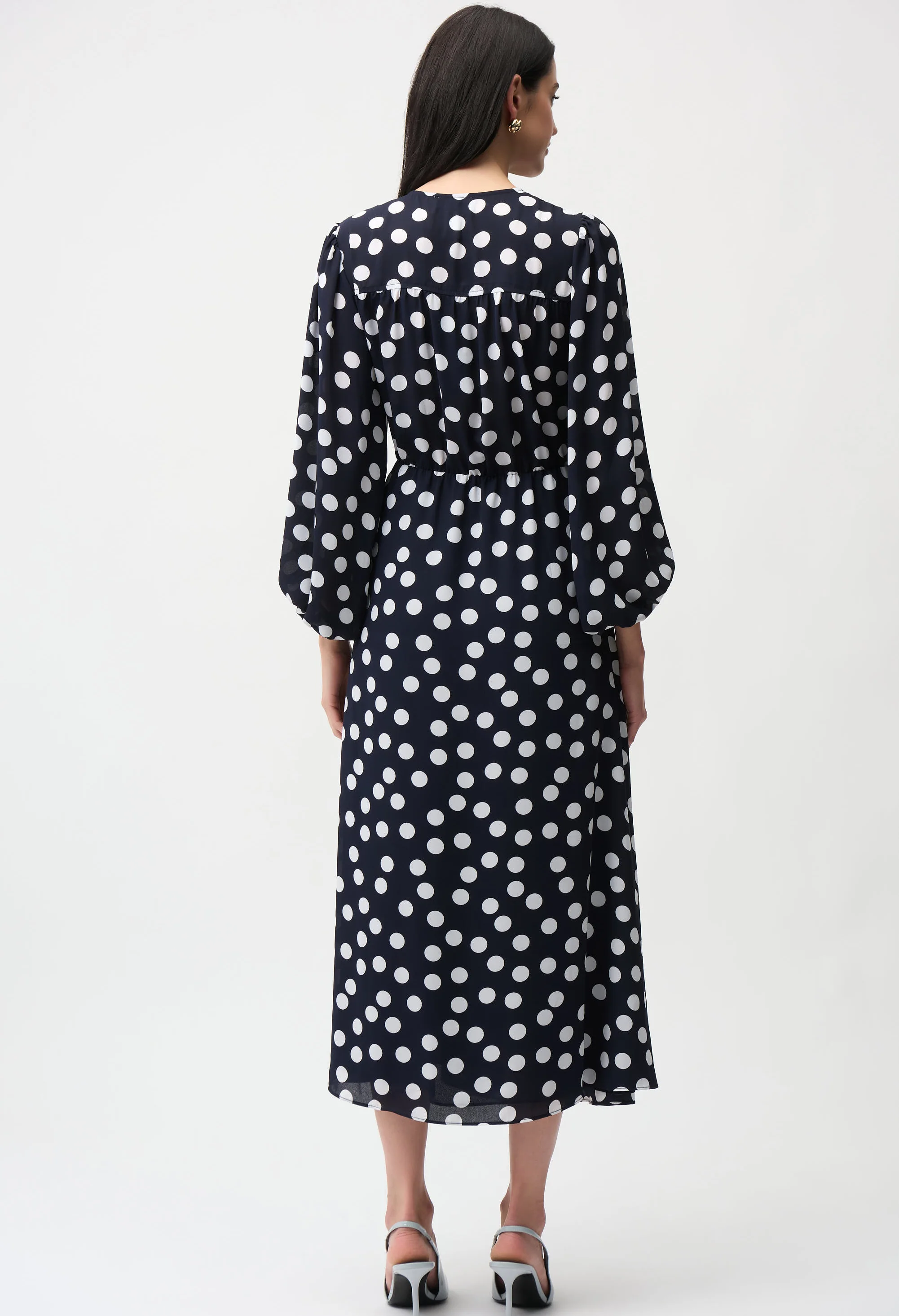 V-neck Polka-dot Wrap Dress - Image 3