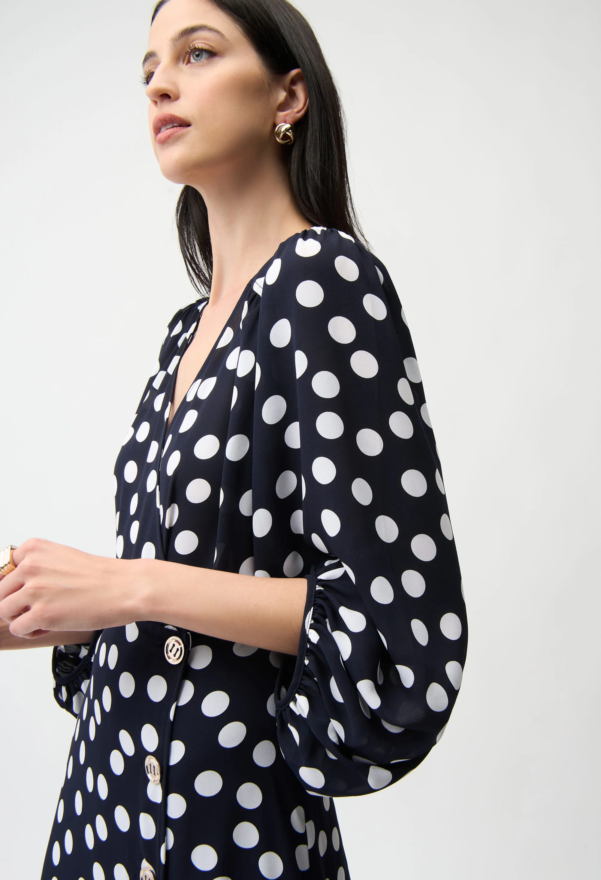 V-neck Polka-dot Wrap Dress - Image 4