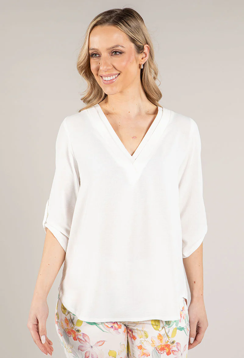 V-Neck Rolled Sleeve Top - Image 6