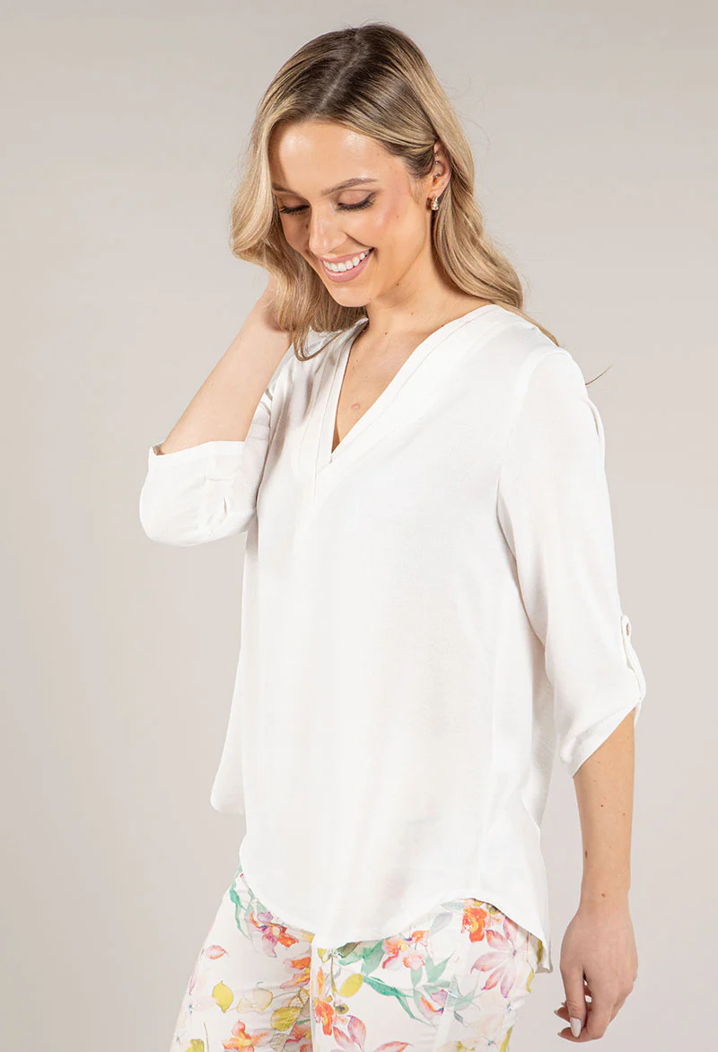 V-Neck Rolled Sleeve Top - Image 7