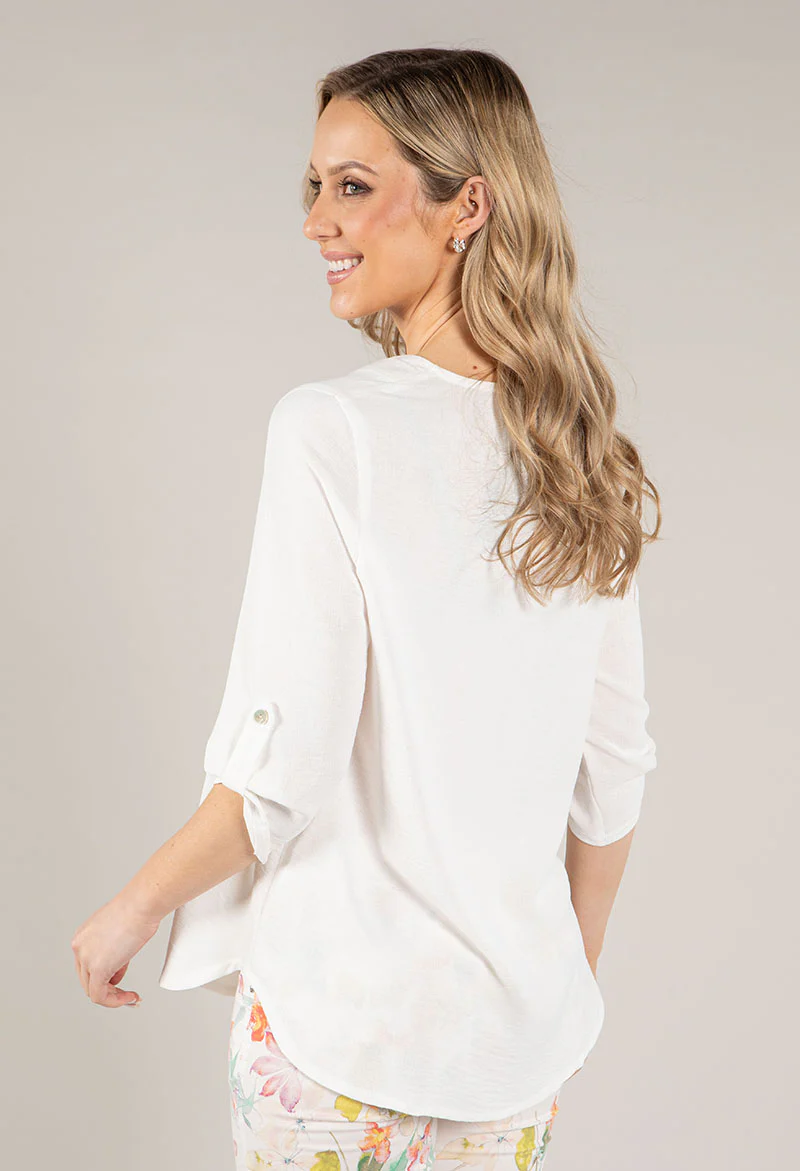 V-Neck Rolled Sleeve Top - Image 8
