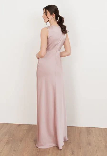 V-Neck Satin Maxi Dress - Image 10