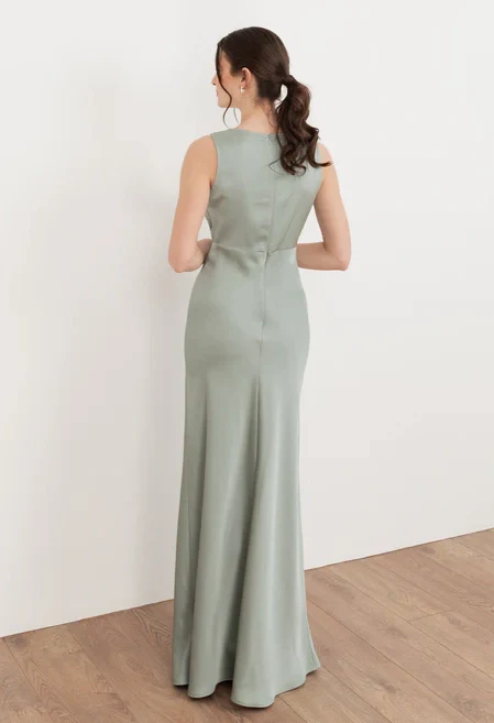 V-Neck Satin Maxi Dress - Image 3