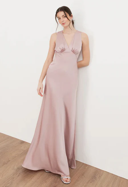V-Neck Satin Maxi Dress - Image 8