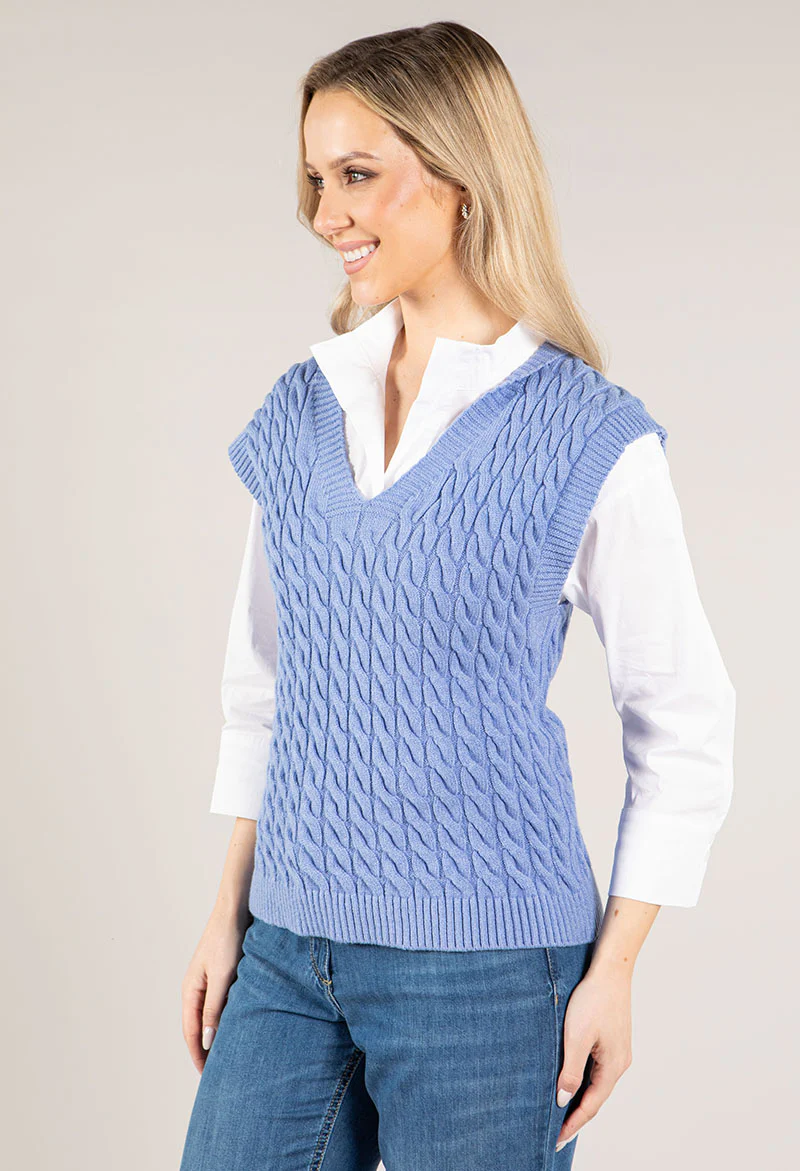 V Neck Soft Cable Knit Vest - Image 2