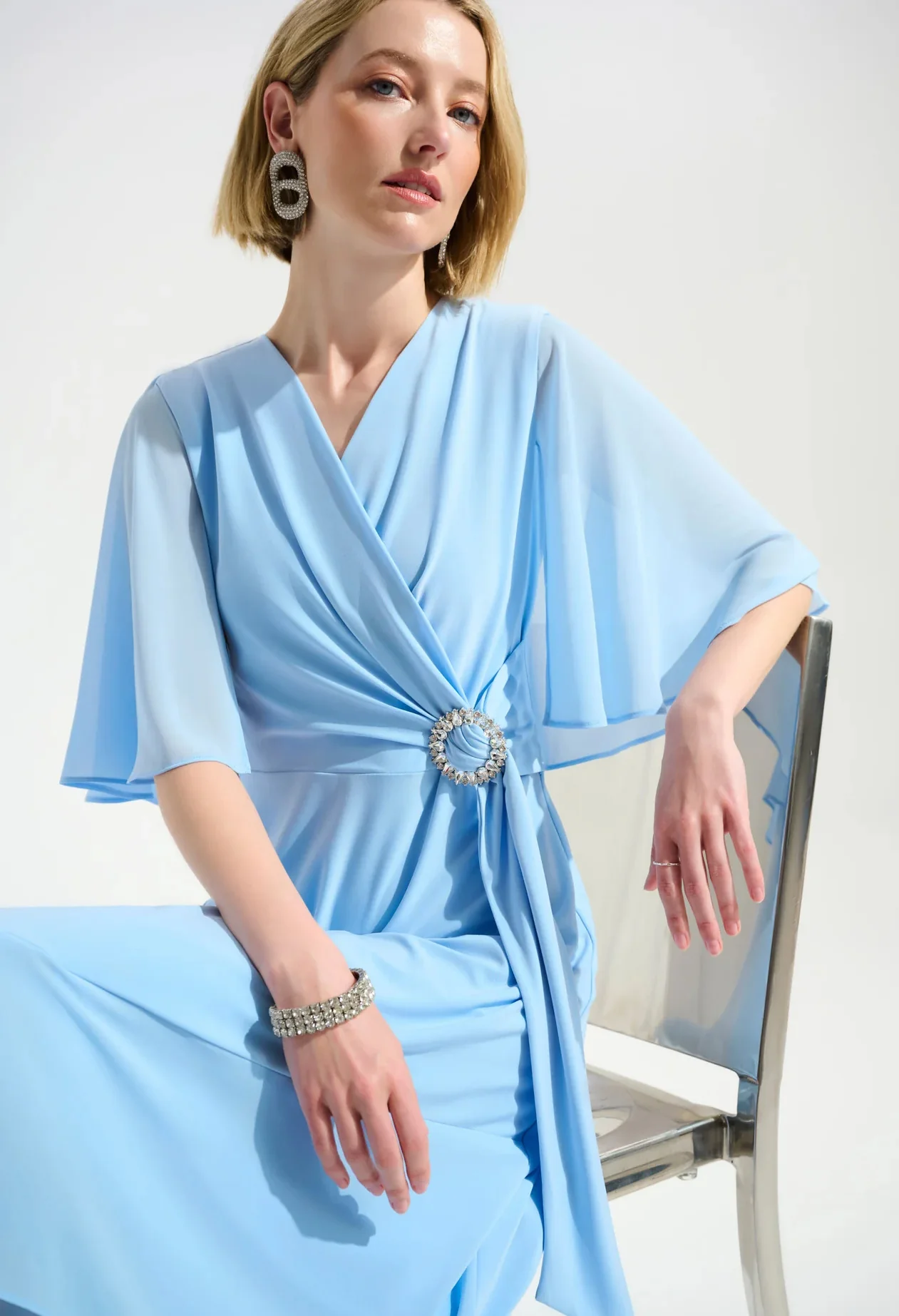 V-neck Wrap Midi Dress - Image 4