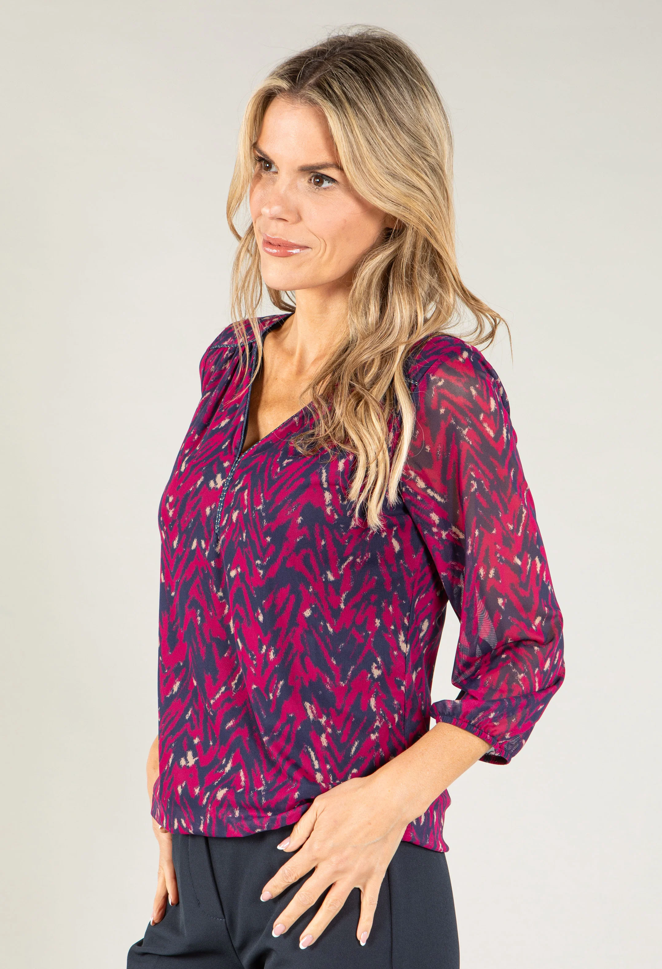 V Neckline Mesh Top - Image 2
