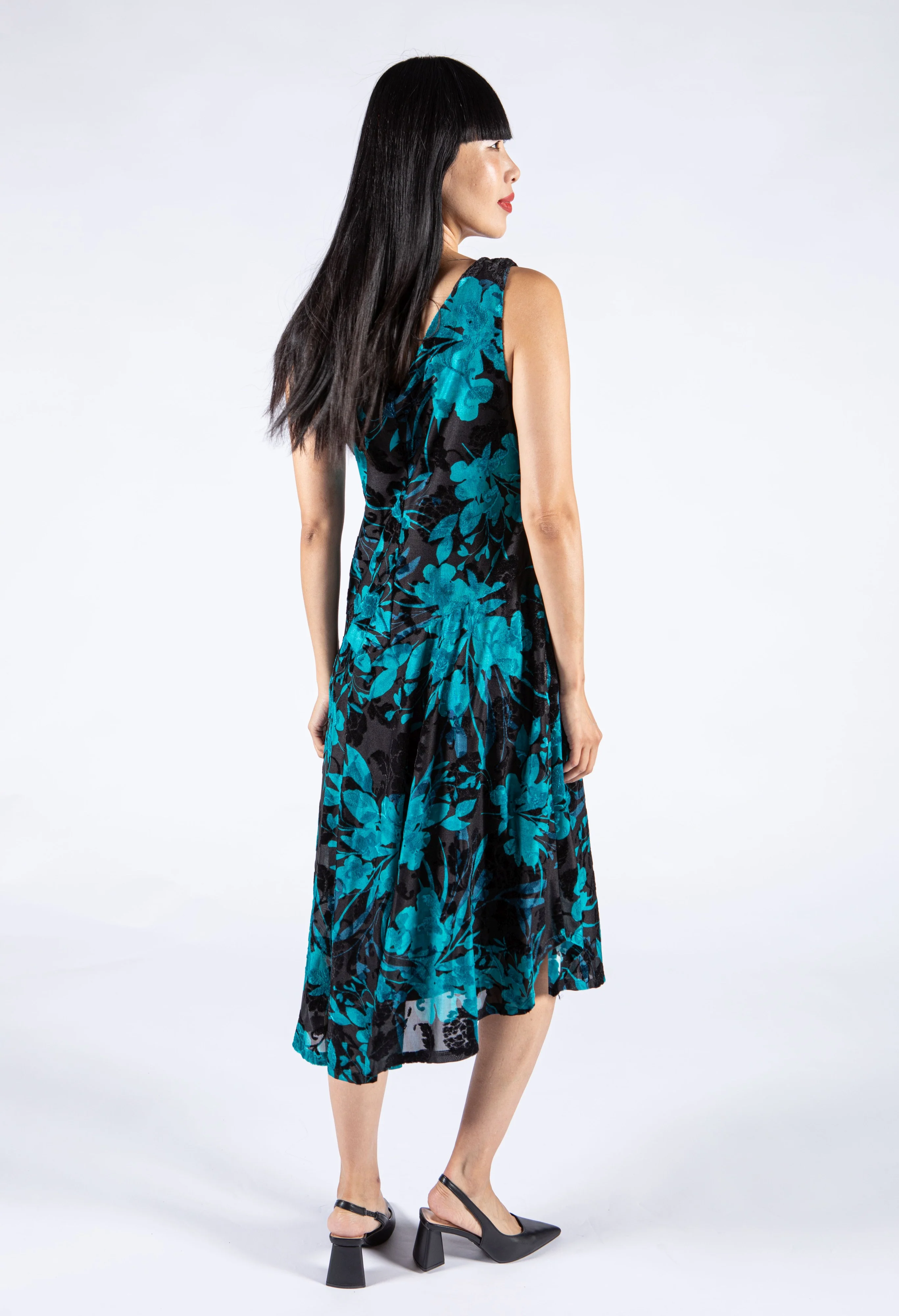 Velvet Detail Floral Dress - Image 3