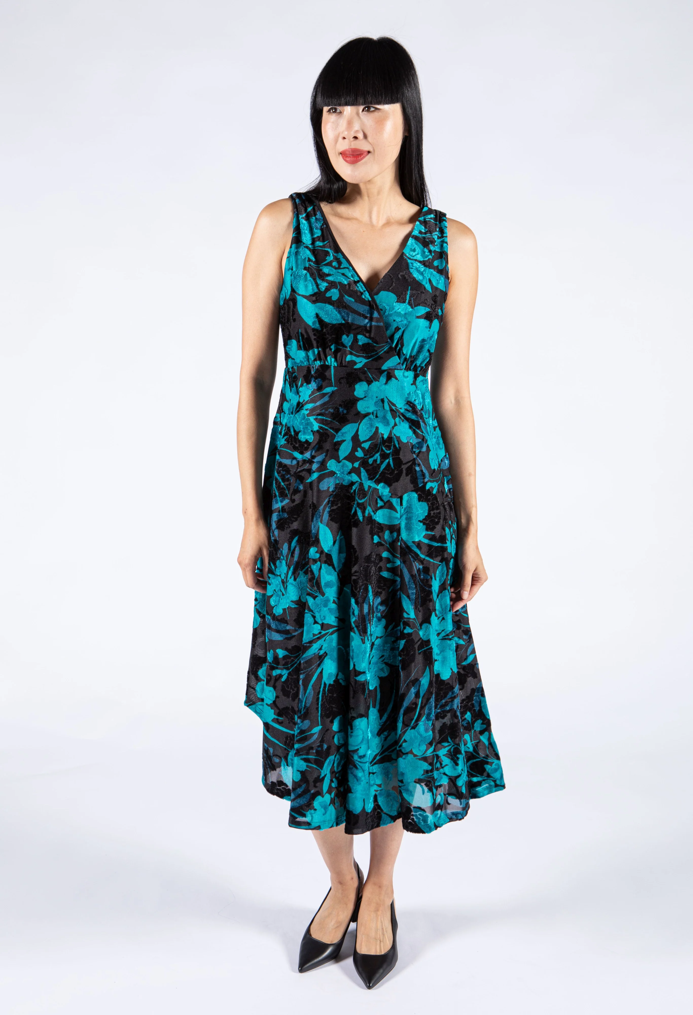 Velvet Detail Floral Dress - Image 5
