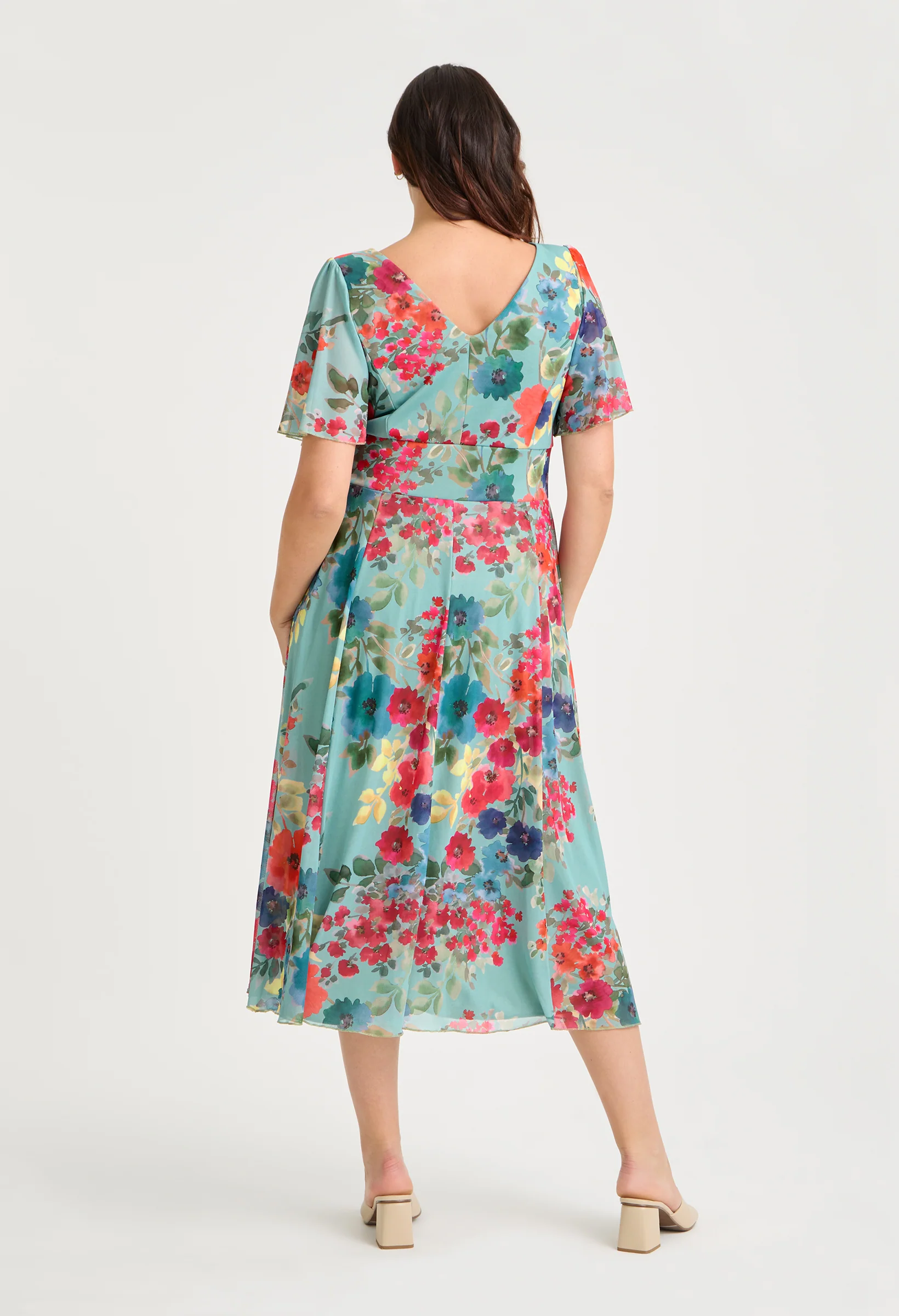 Victoria Angel Sleeve Mesh Midi Curve+ Dress - Image 4