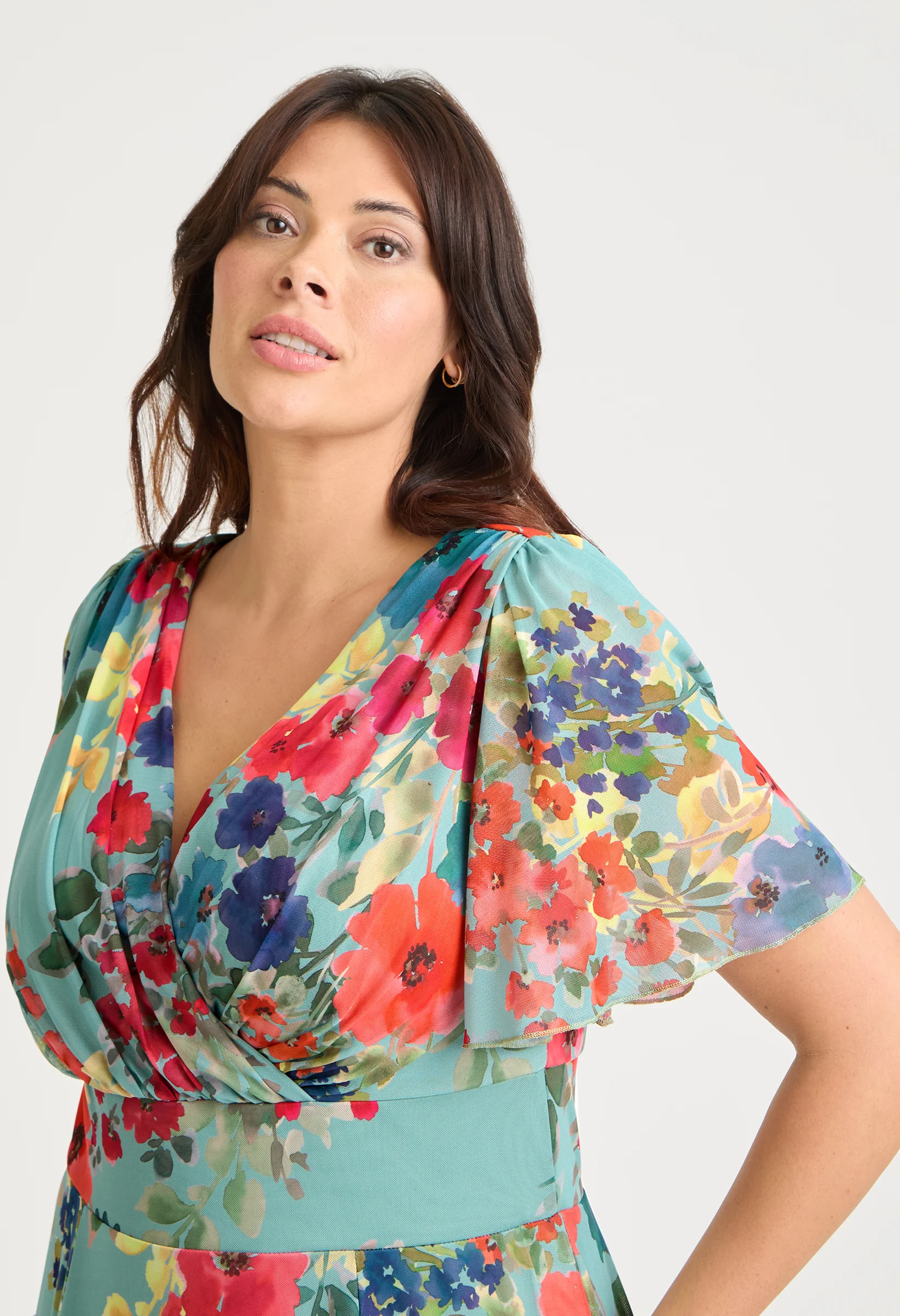 Victoria Angel Sleeve Mesh Midi Curve+ Dress - Image 5