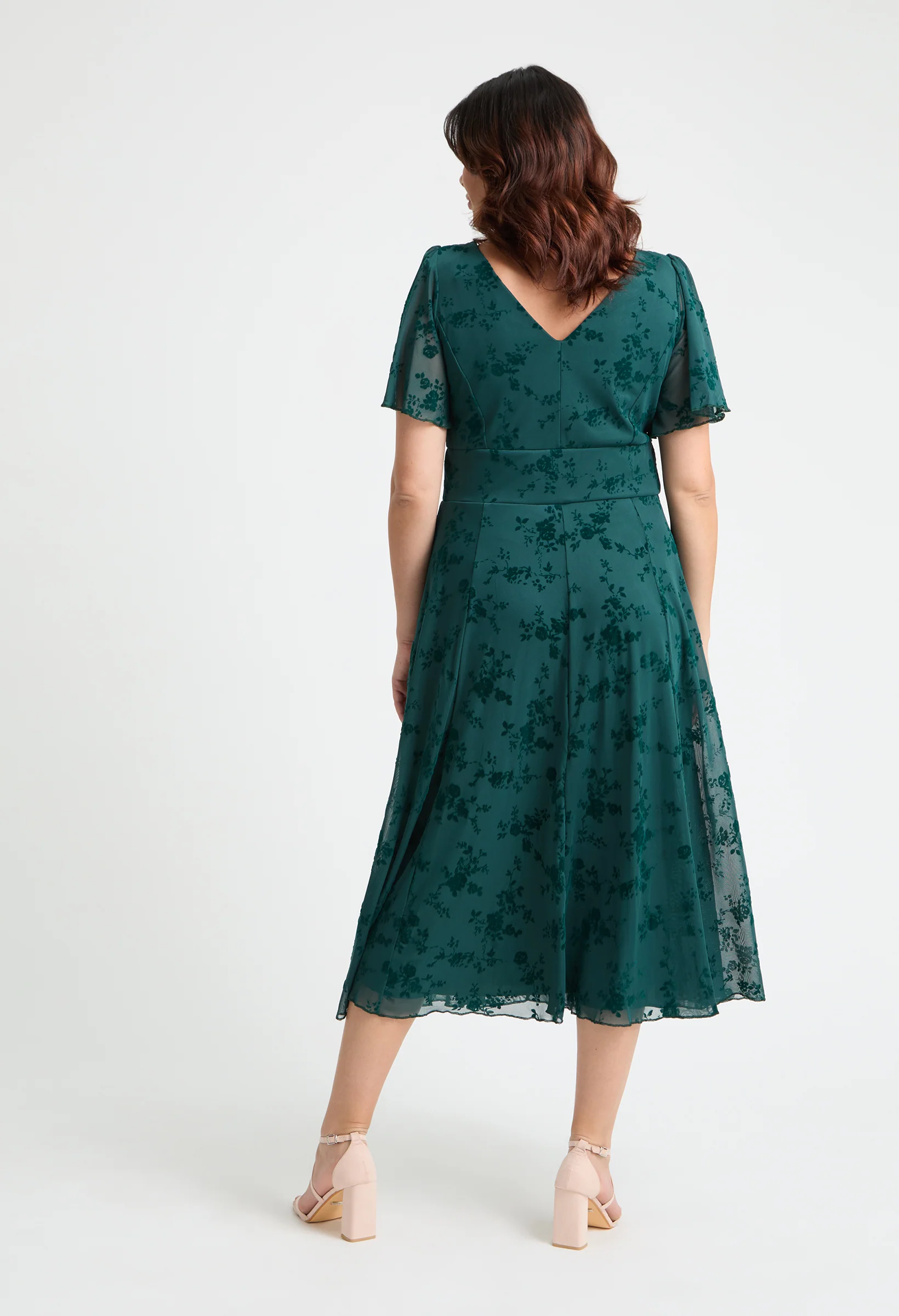 Victoria Angel Sleeve Mesh Midi Curve+ Dress - Image 3