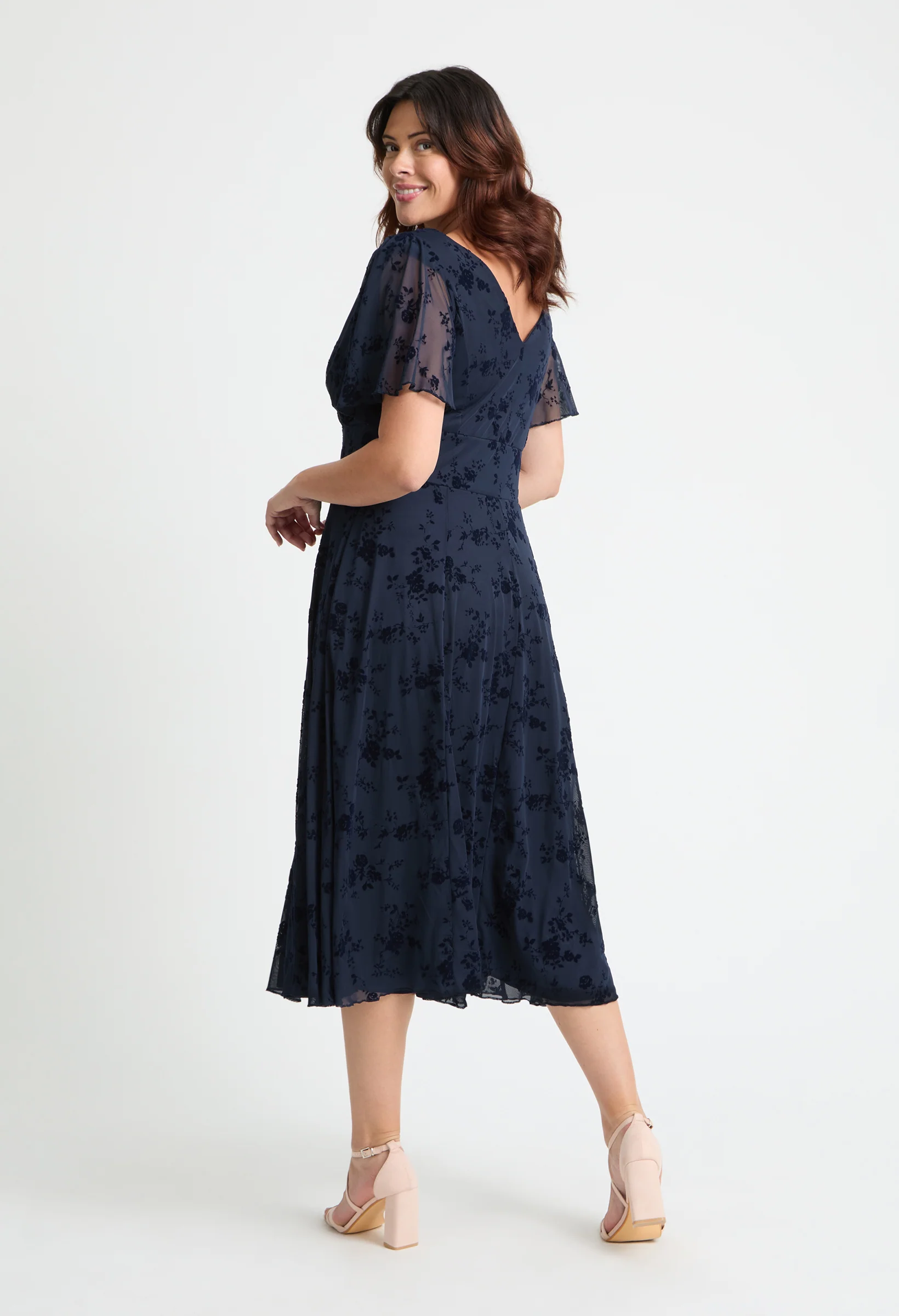 Victoria Angel Sleeve Mesh Midi Curve+ Dress - Image 3