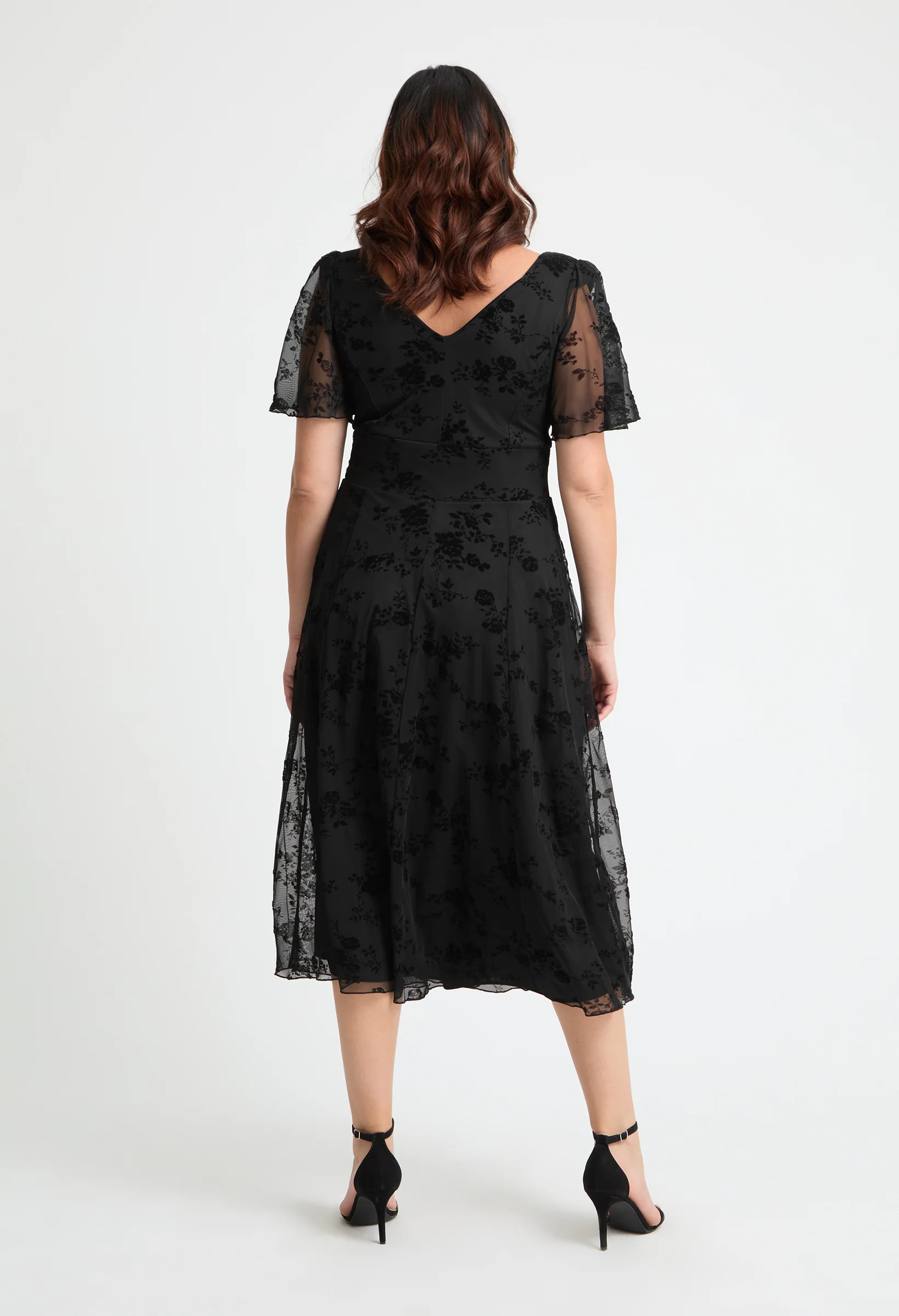 Victoria Angel Sleeve Mesh Midi Curve+ Dress - Image 3