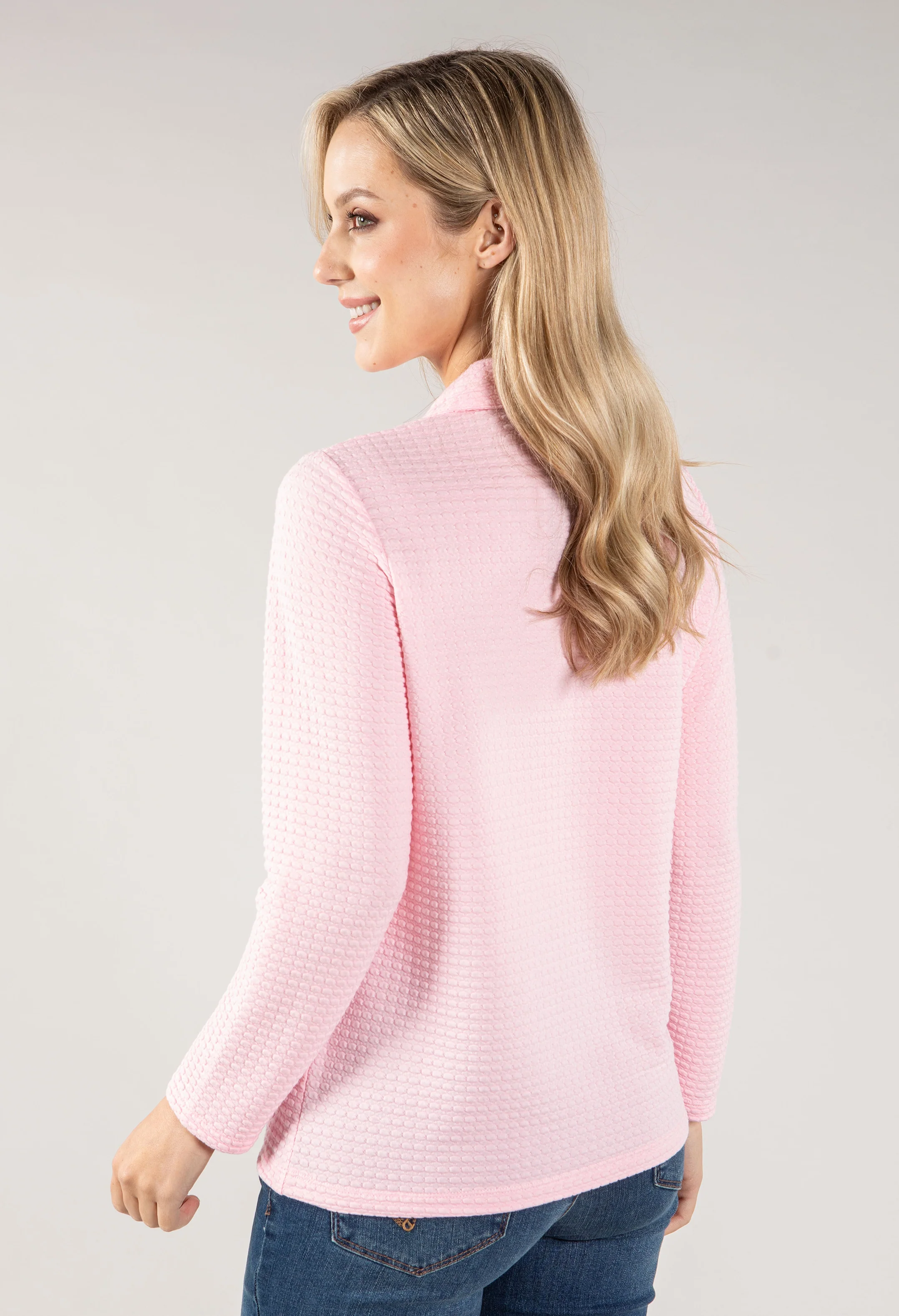 Waffle Textured Polo Neck Top - Image 7