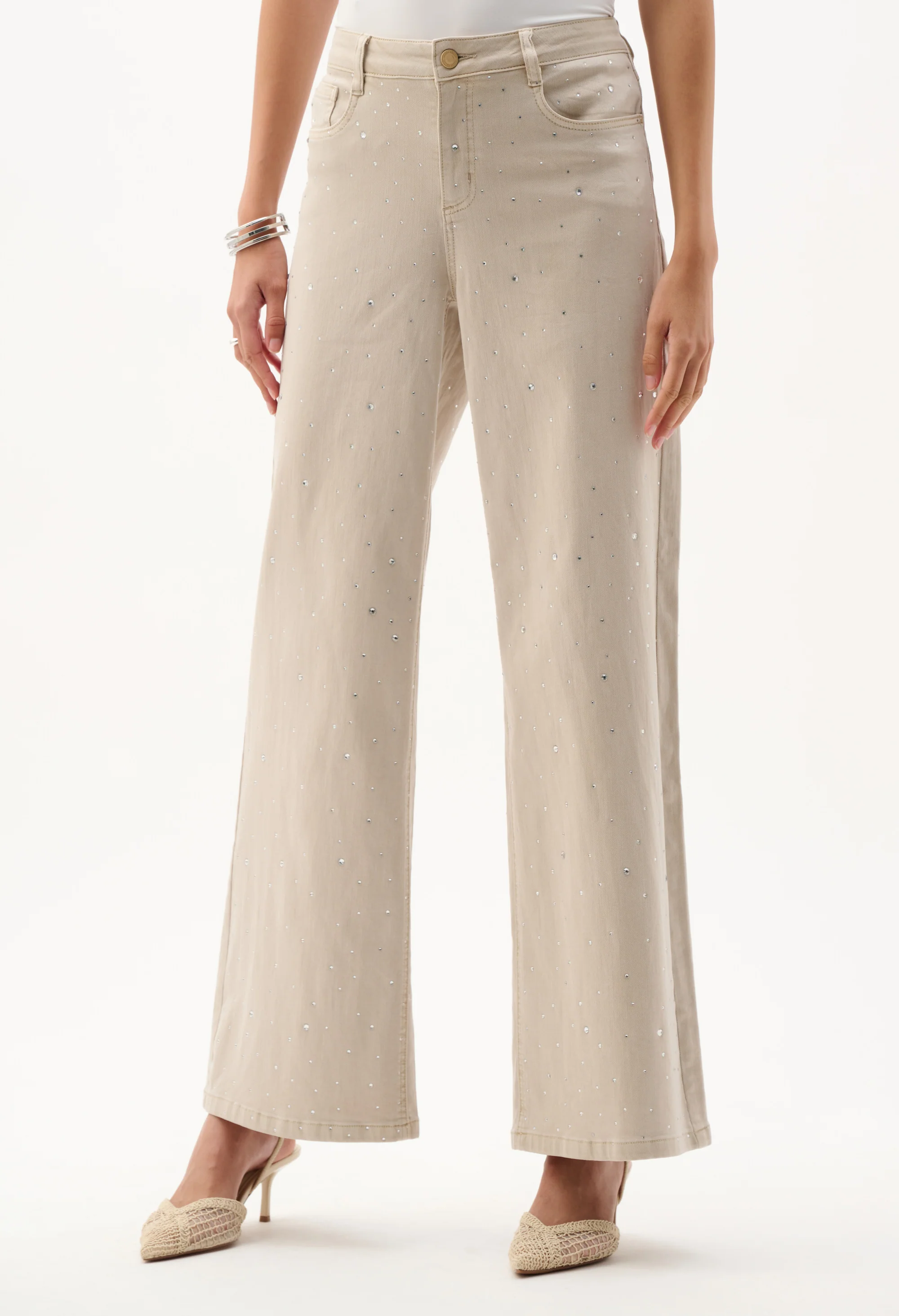 Wide Leg Jewel Embellished Trousers - Image 2