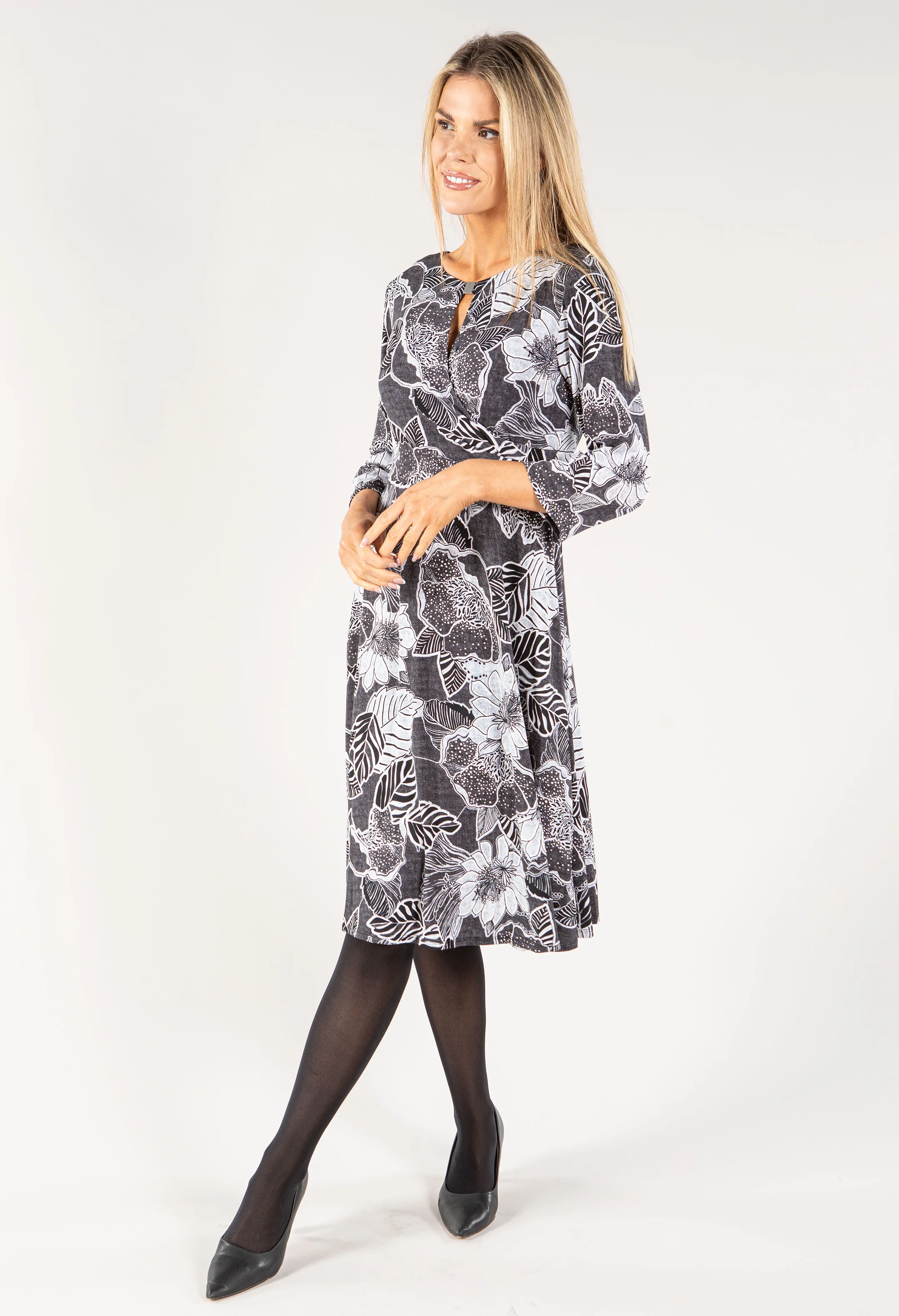 Wrap Bodice Keyhole Neckline Dress - Image 2