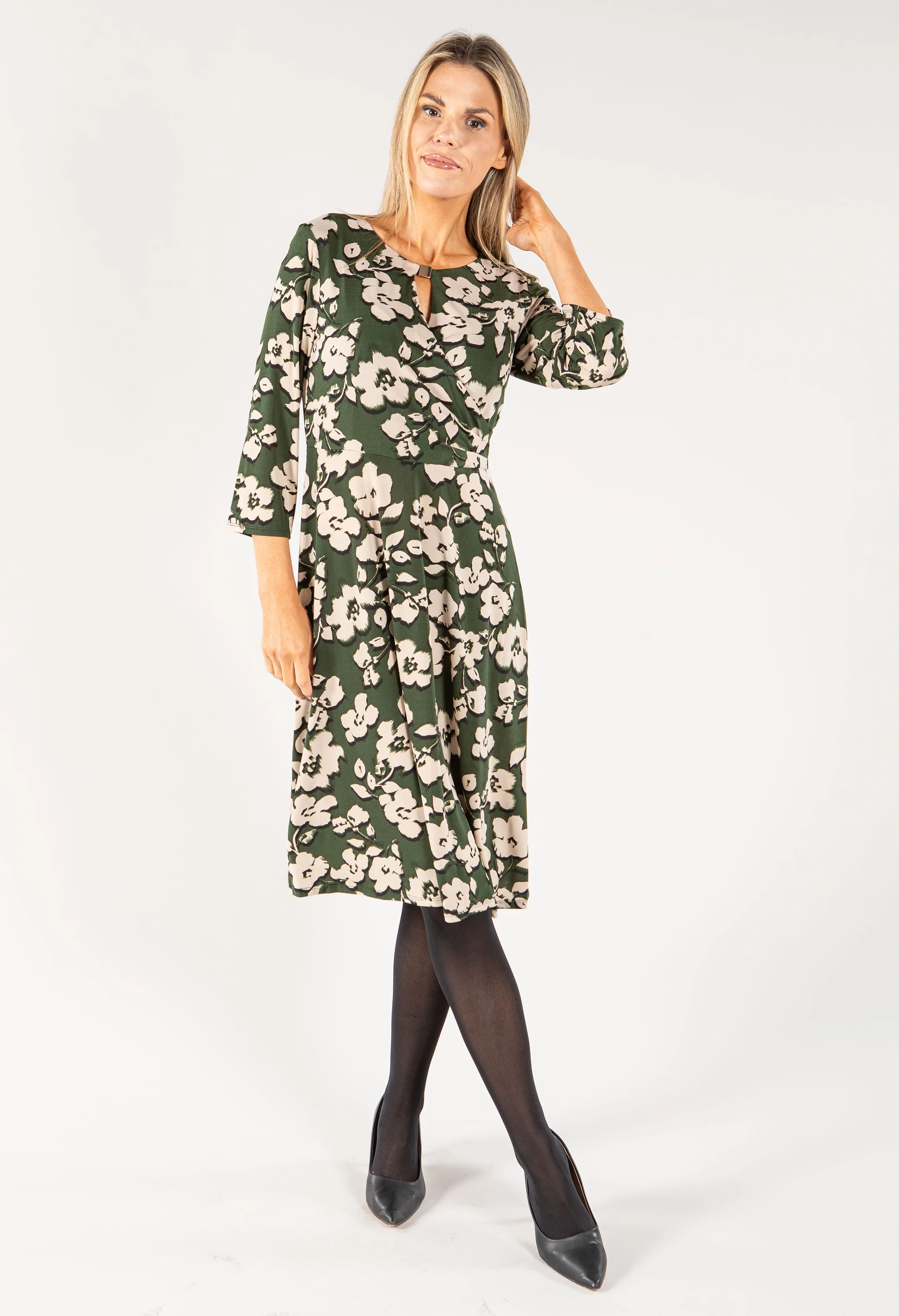 Wrap Bodice Keyhole Neckline Dress - Image 4